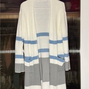 Striped Open-Front Cardigan Sweater